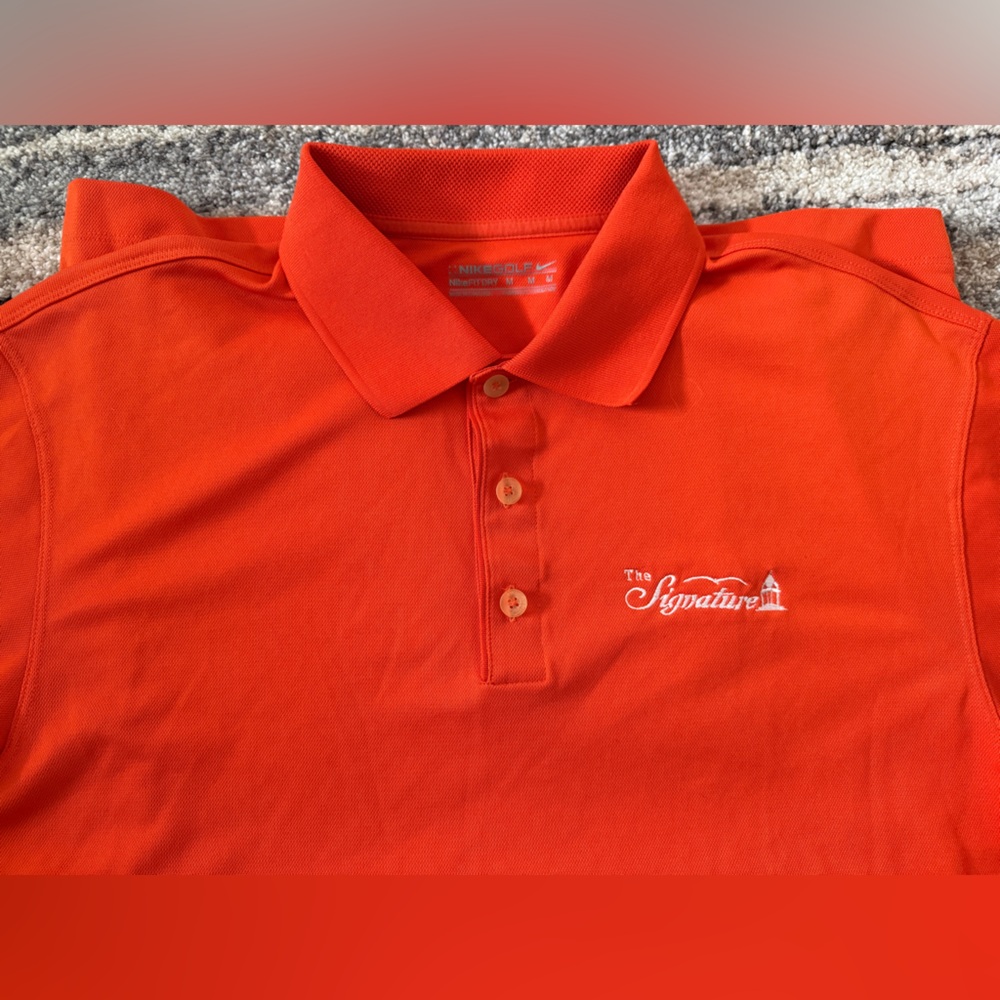 Nike Golf Bright Orange Polo with White Signature Embroidery